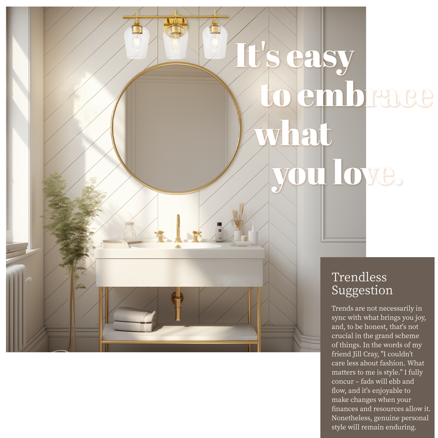 Hamilyeah 3-Light Gold Bathroom Vanity Light Fixture with Champagne Glass Shade