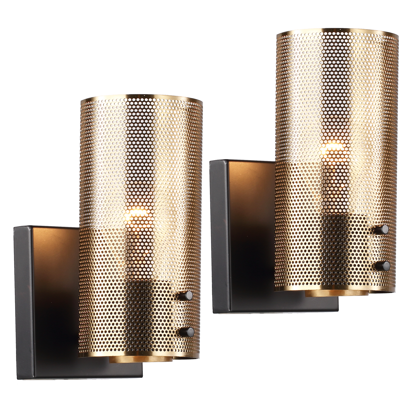 Hamilyeah Industrial Vintage Brass Gold Wall Sconces with Grid Mesh Shade Set of 2