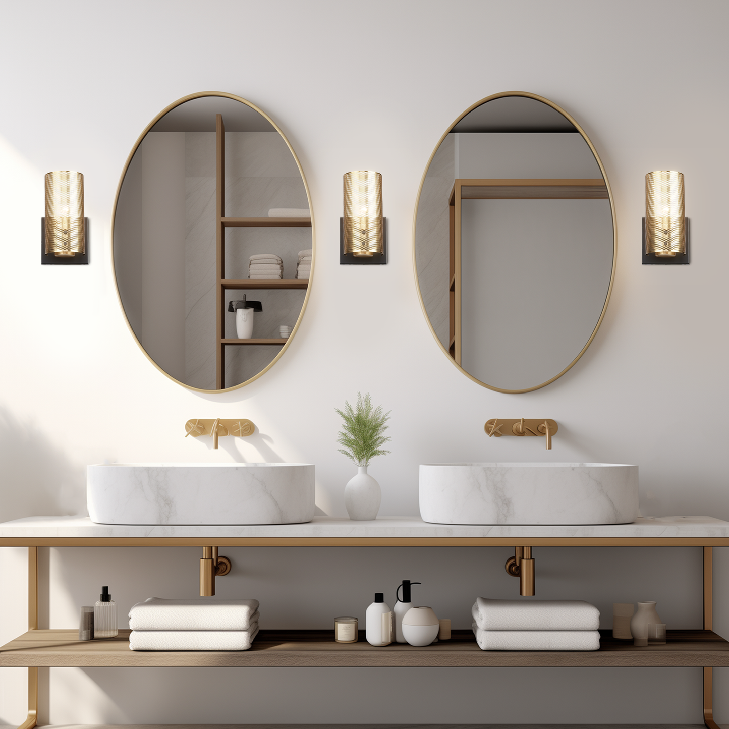 Hamilyeah Industrial Vintage Brass Gold Wall Sconces with Grid Mesh Shade Set of 2