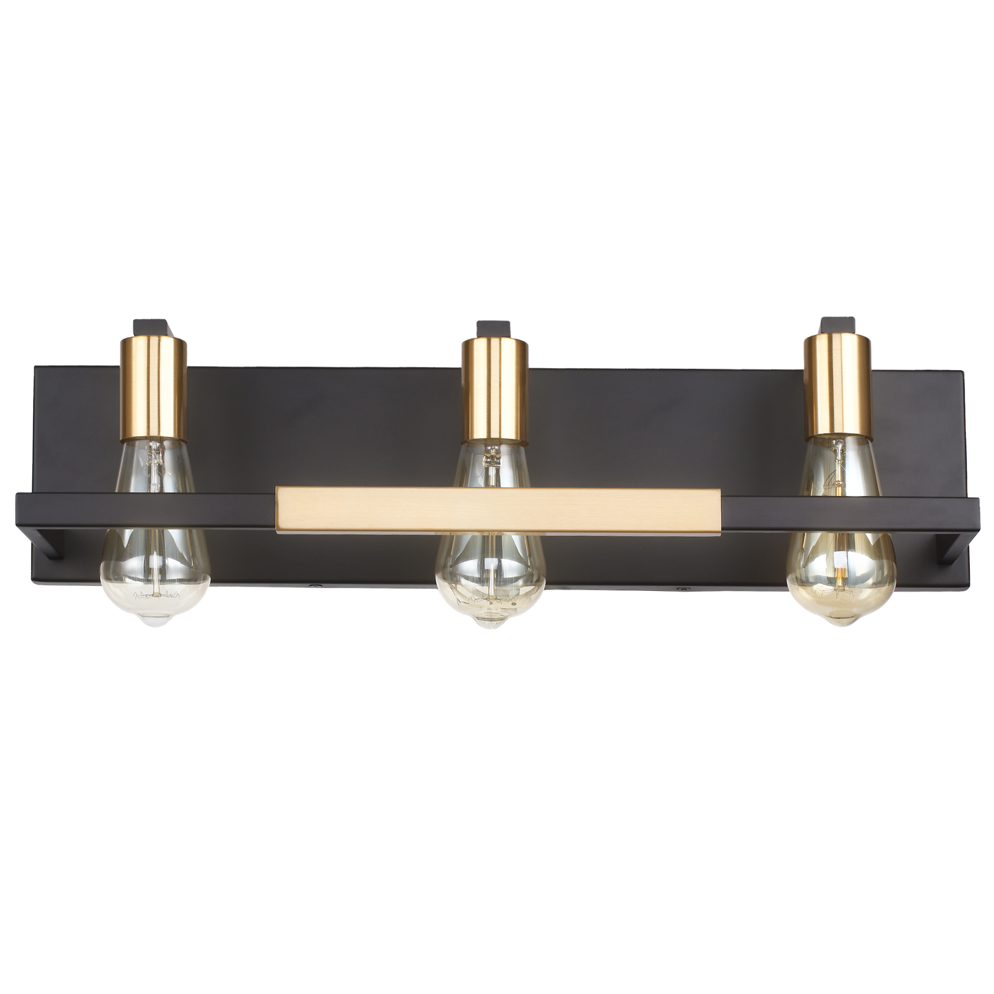 Hamilyeah 3-Light Matte Black and Gold Rustic Vintage Vanity Lights