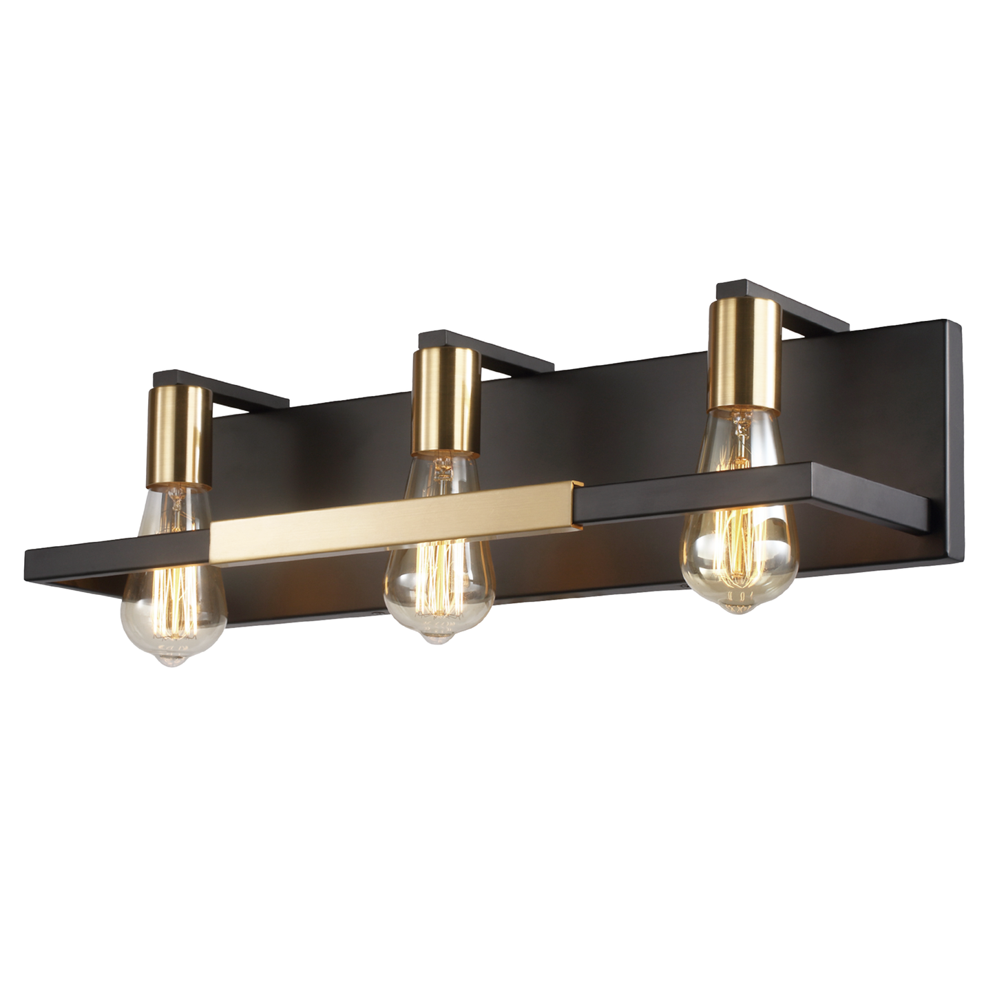 Hamilyeah 3-Light Matte Black and Gold Rustic Vintage Vanity Lights