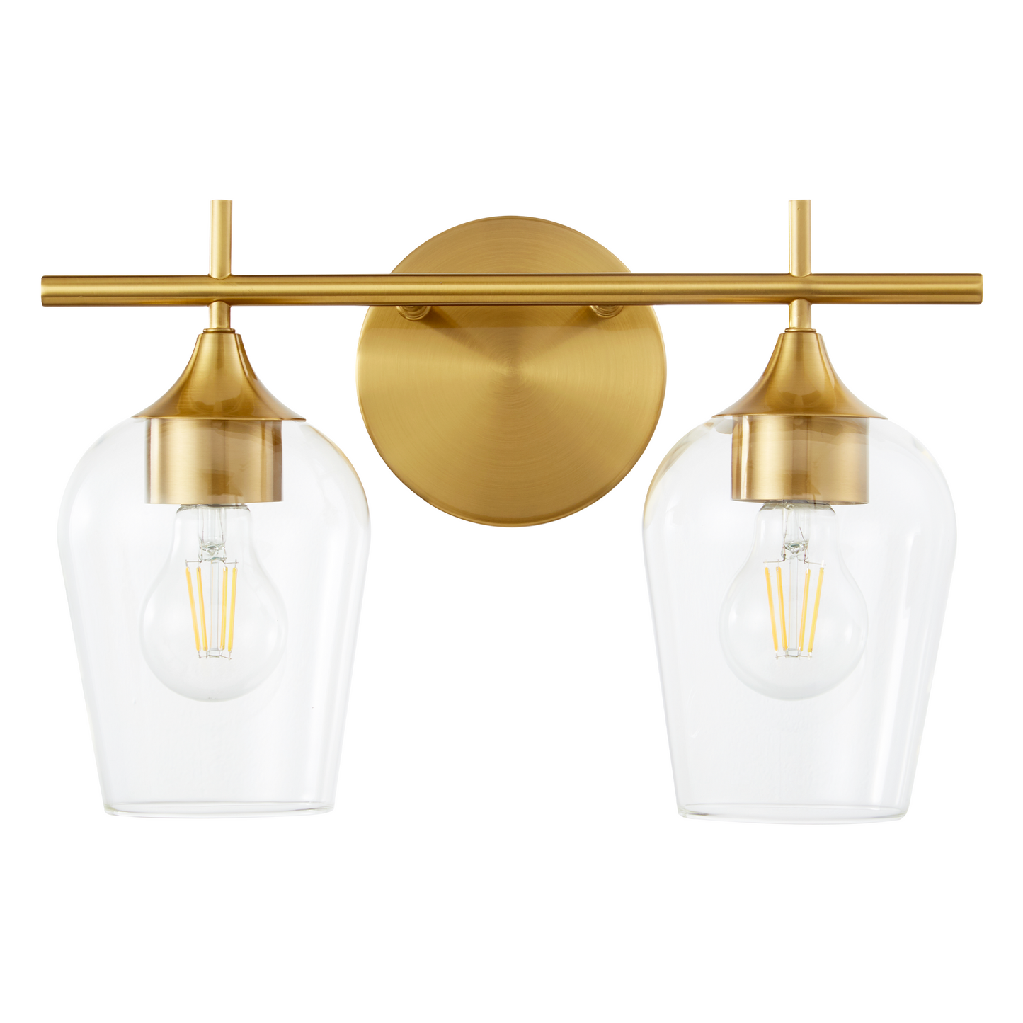 Hamilyeah 2-Light Gold Bathroom Vanity Light Fixture with Champagne Glass Shade