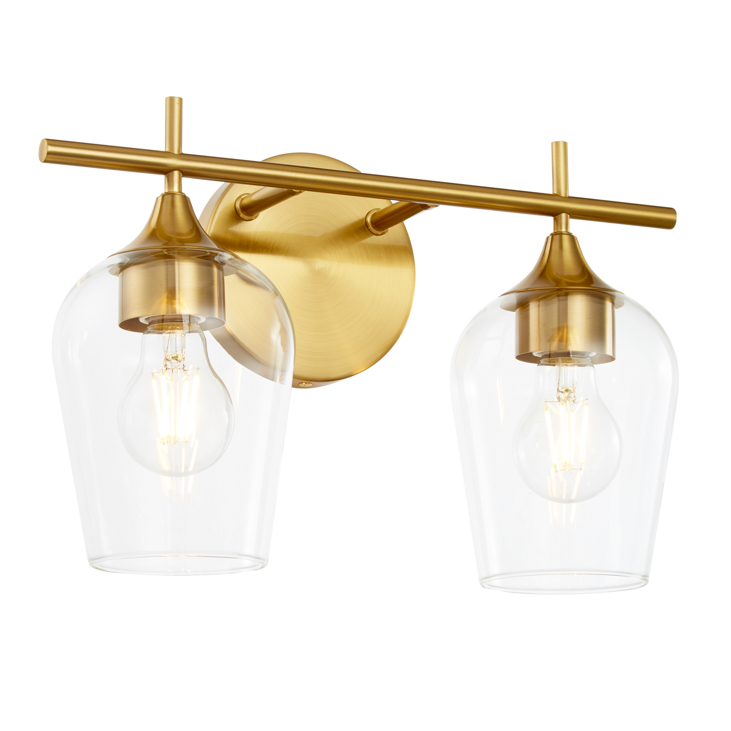 Hamilyeah 2-Light Gold Bathroom Vanity Light Fixture with Champagne Glass Shade