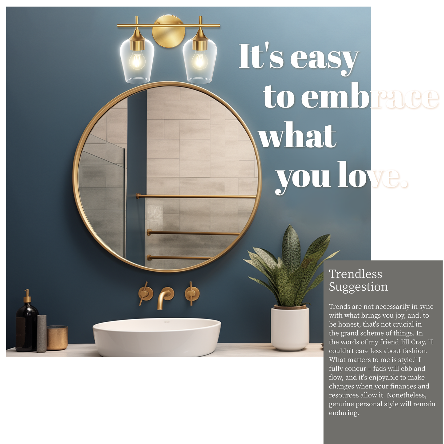 Hamilyeah 2-Light Gold Bathroom Vanity Light Fixture with Champagne Glass Shade