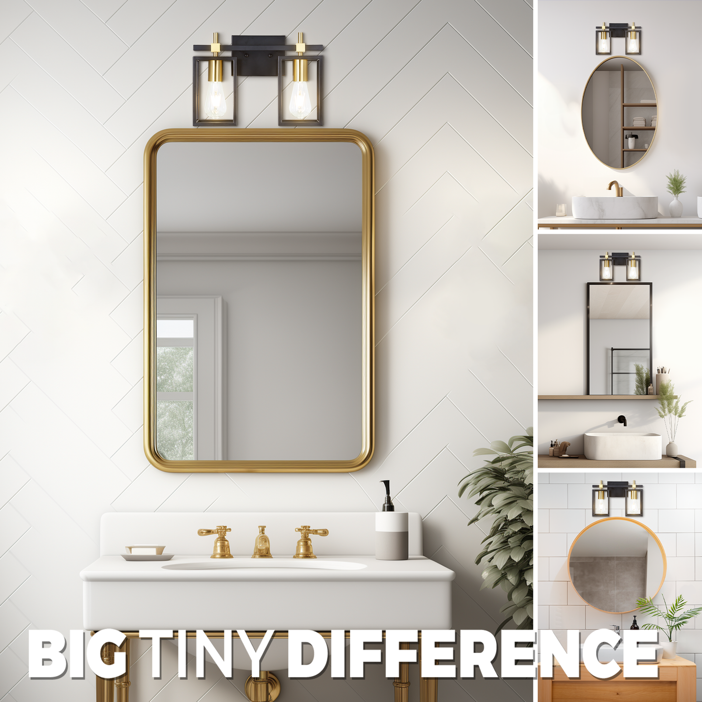 Hamilyeah 2-Light Vintage Cage Black and Gold Vanity Light Fixture