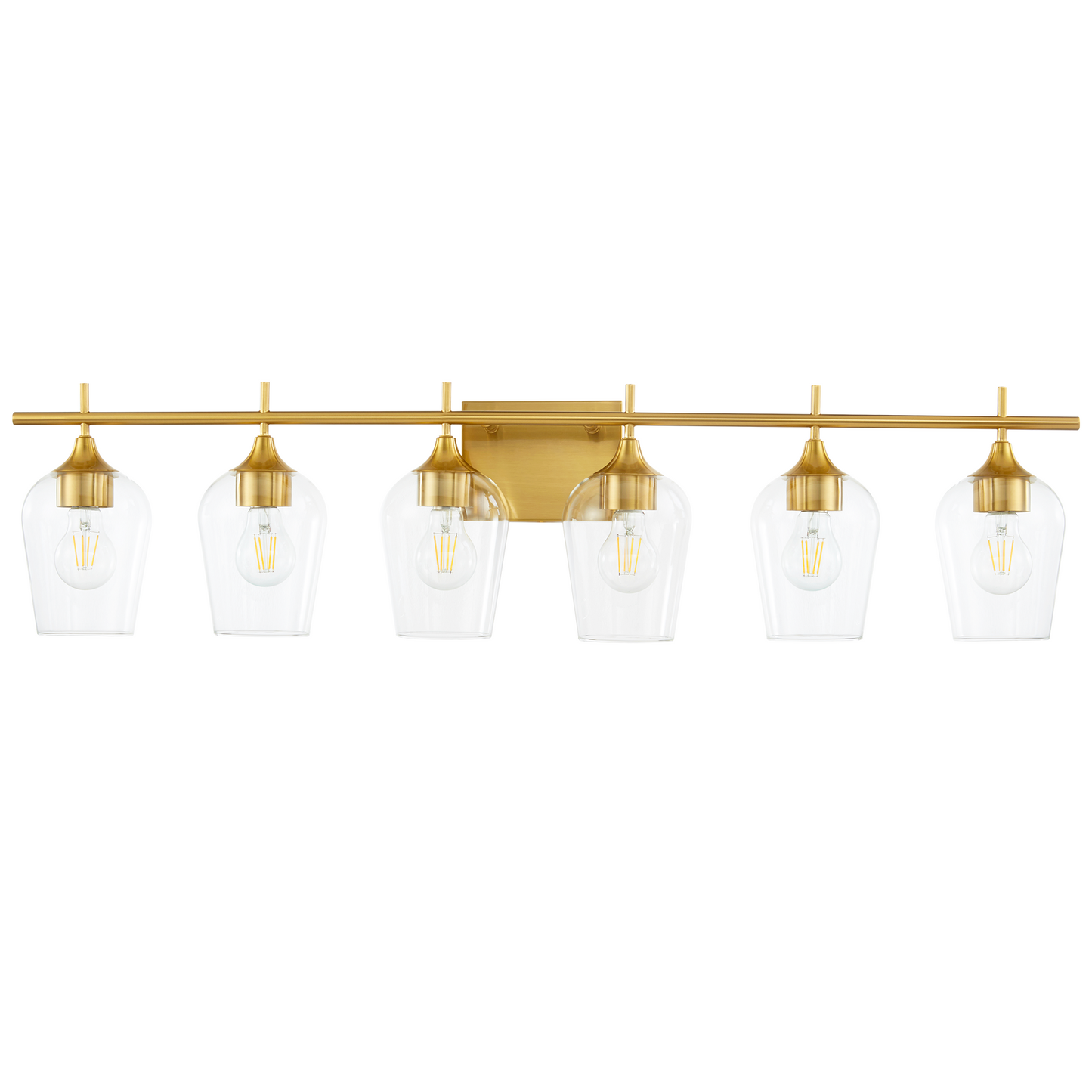 Hamilyeah 6-Light Gold Bathroom Vanity Light Fixture with Champagne Glass Shade