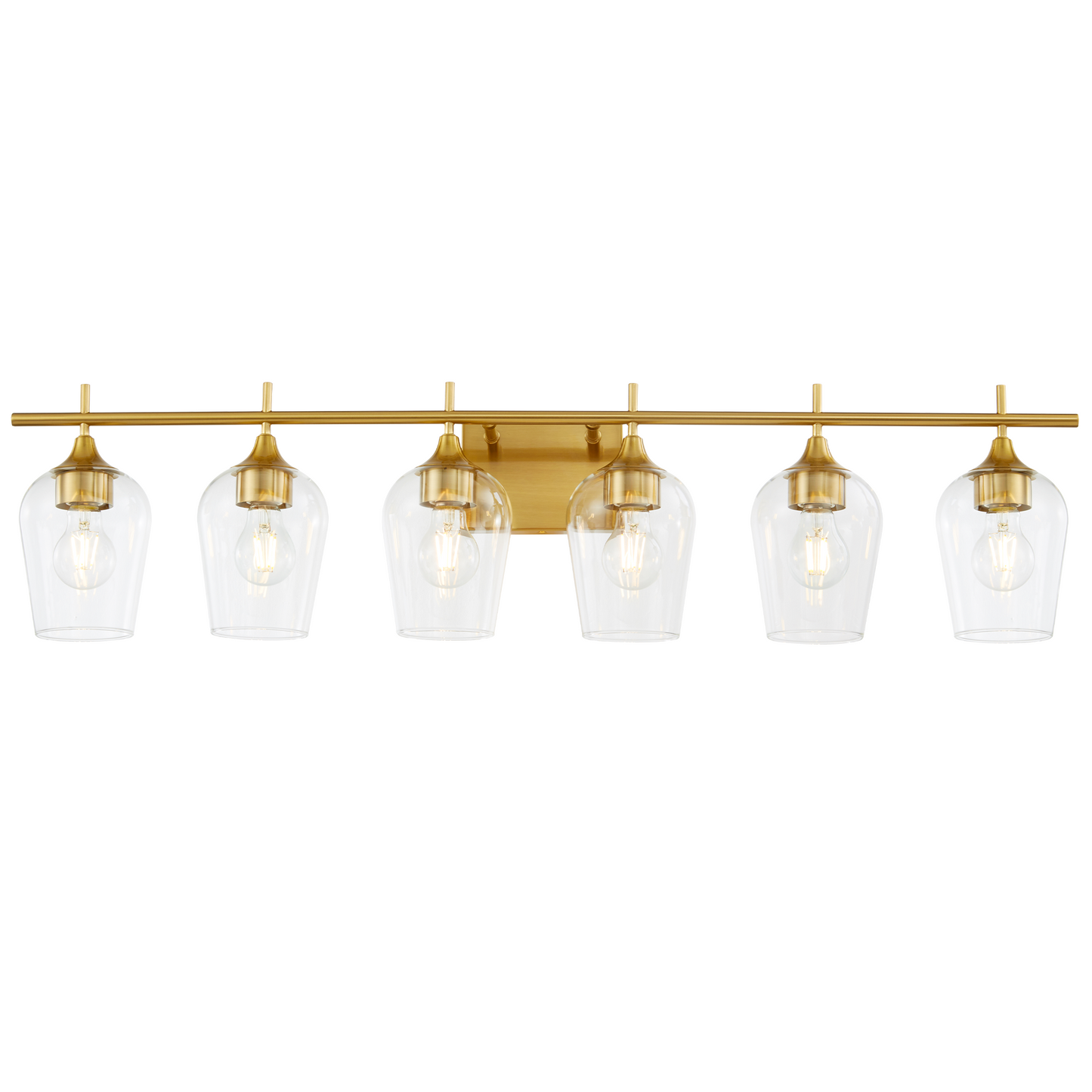 Hamilyeah 6-Light Gold Bathroom Vanity Light Fixture with Champagne Glass Shade