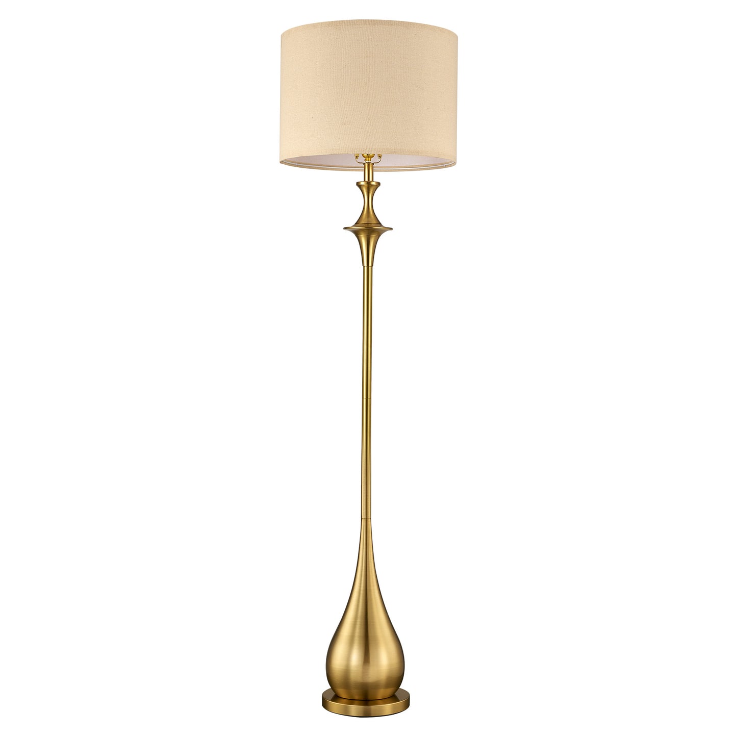 Lumora 65 in Brushed Gold Mid Century Floor Lamp with Linen Shade