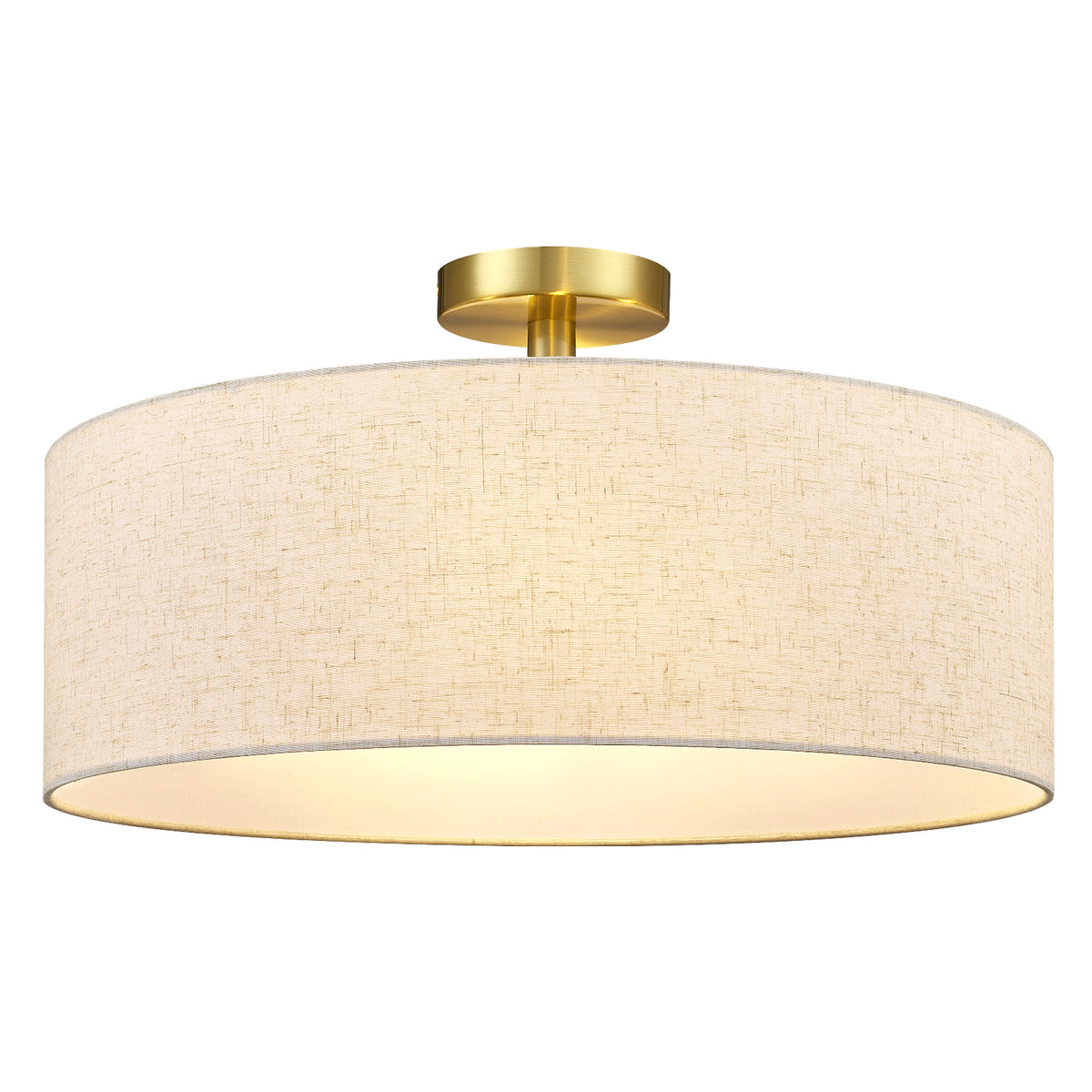 Aeris 20" Semi Flush Mount Ceiling Light, Gold 4-Light Drum Light Fixture with Linen Shade