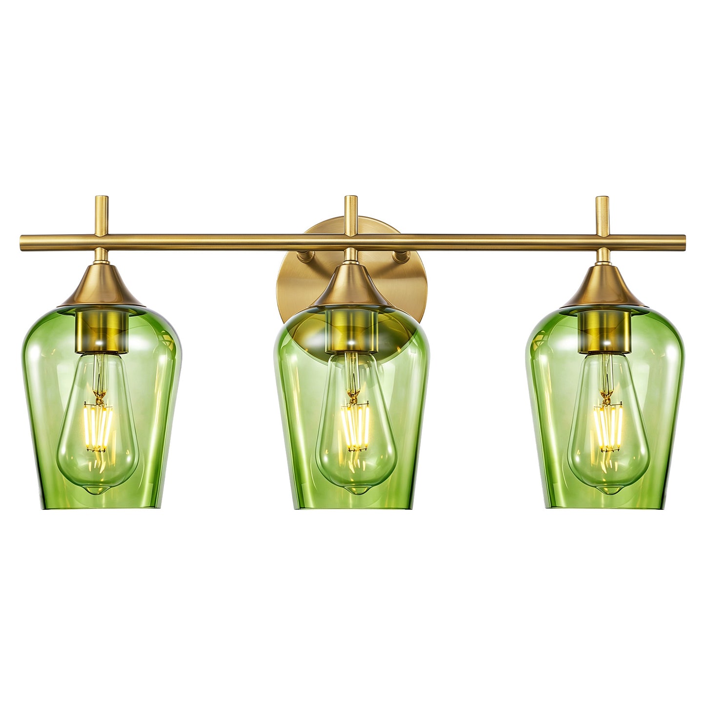 Aurelia 3-Light Gold Green Glass Vanity Light