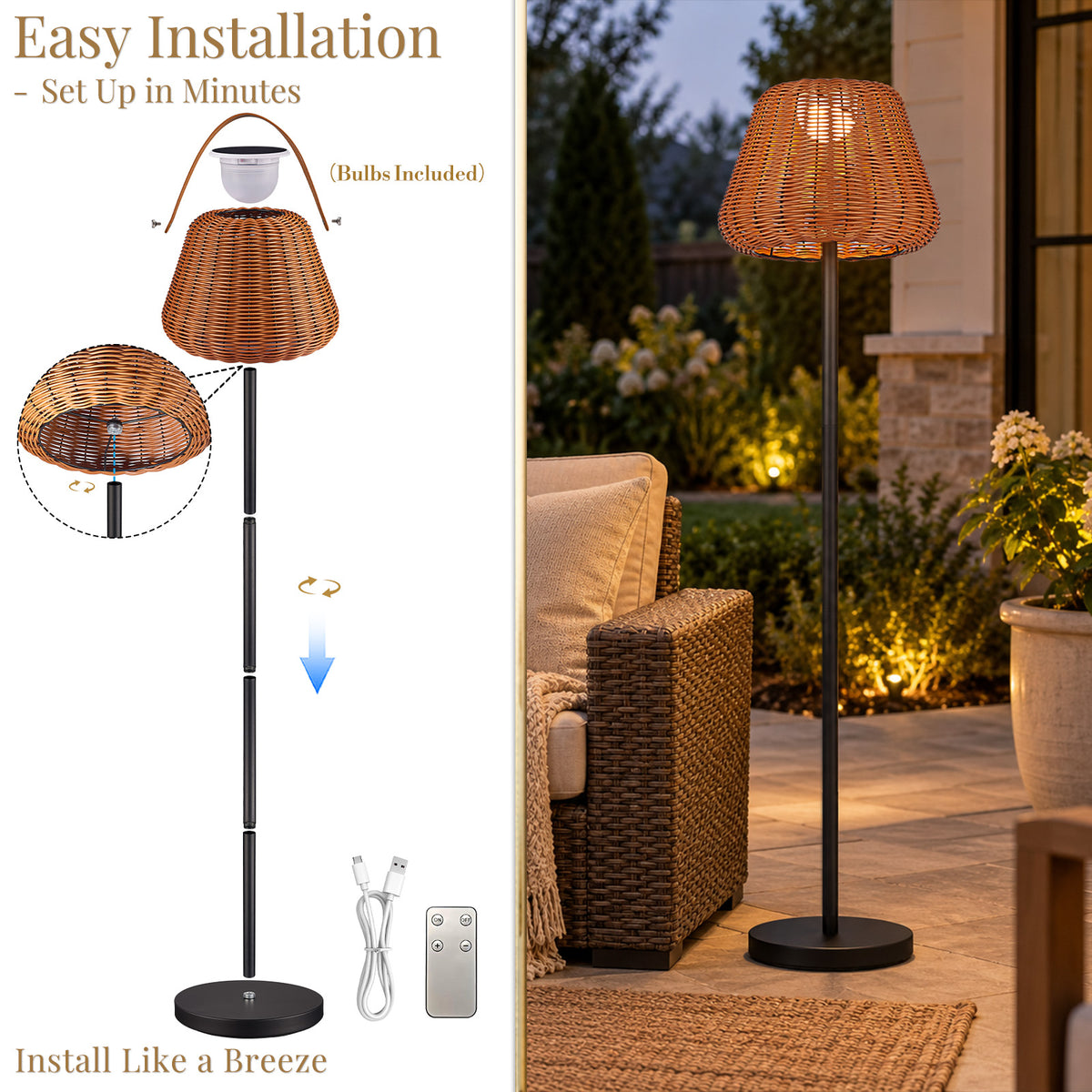 Lumora 59 Inch Solar Outdoor Floor Lamp with Portable Lantern