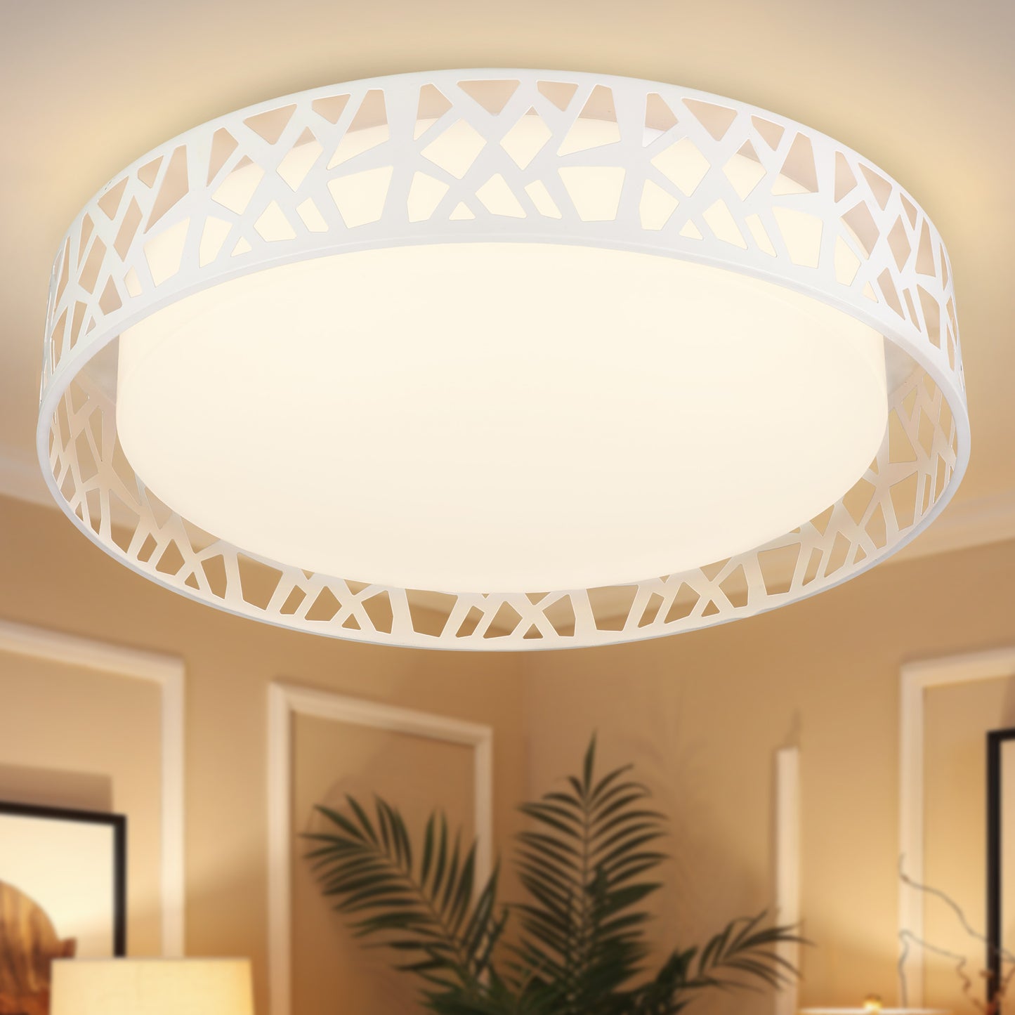 Hamilyeah 19" Dimmable Flush Mount Ceiling Light, 48W LED, Modern Fixture