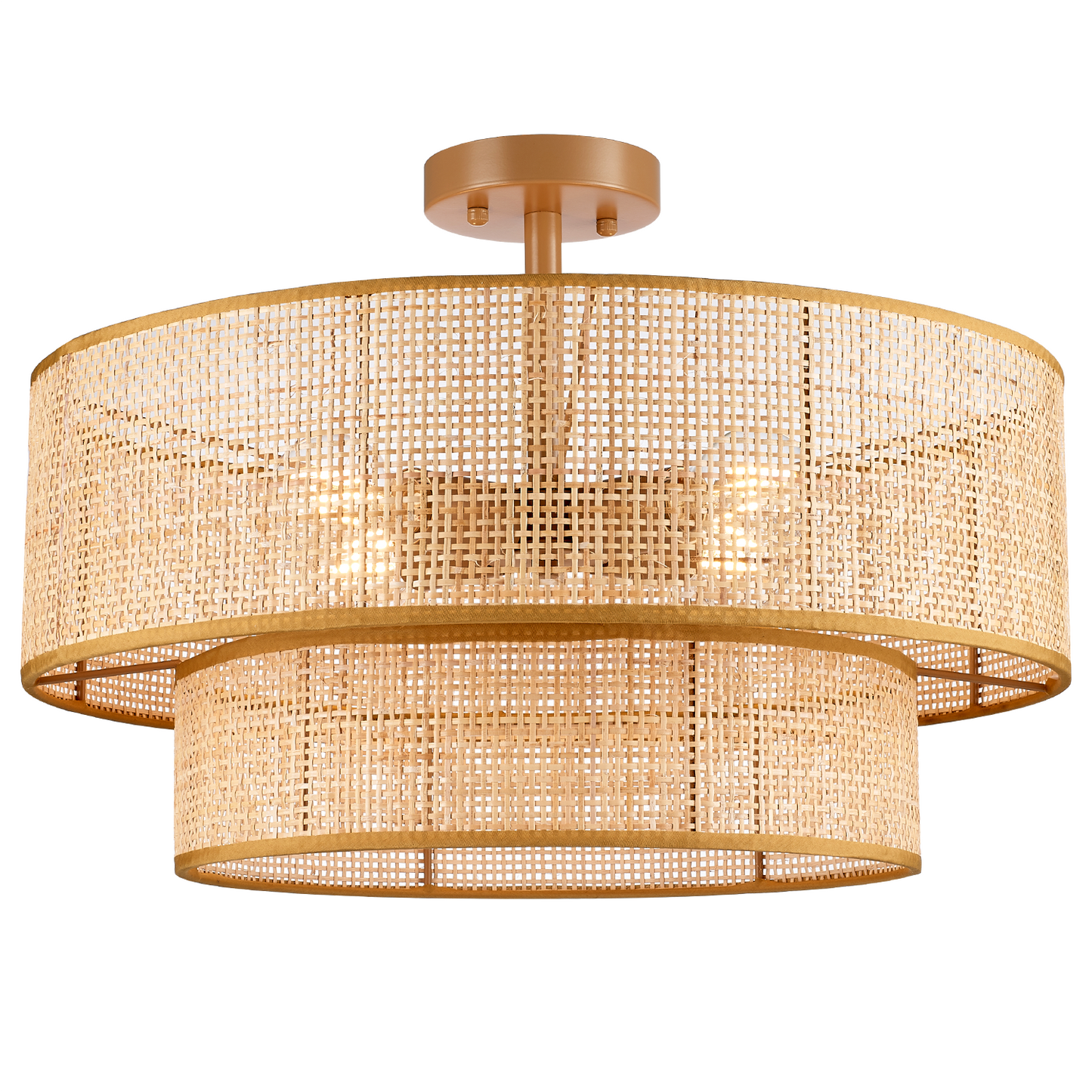 Hamilyeah 20" Ceiling Light Fixture, Boho Flush Mount with Wicker & Bamboo Rattan Shade