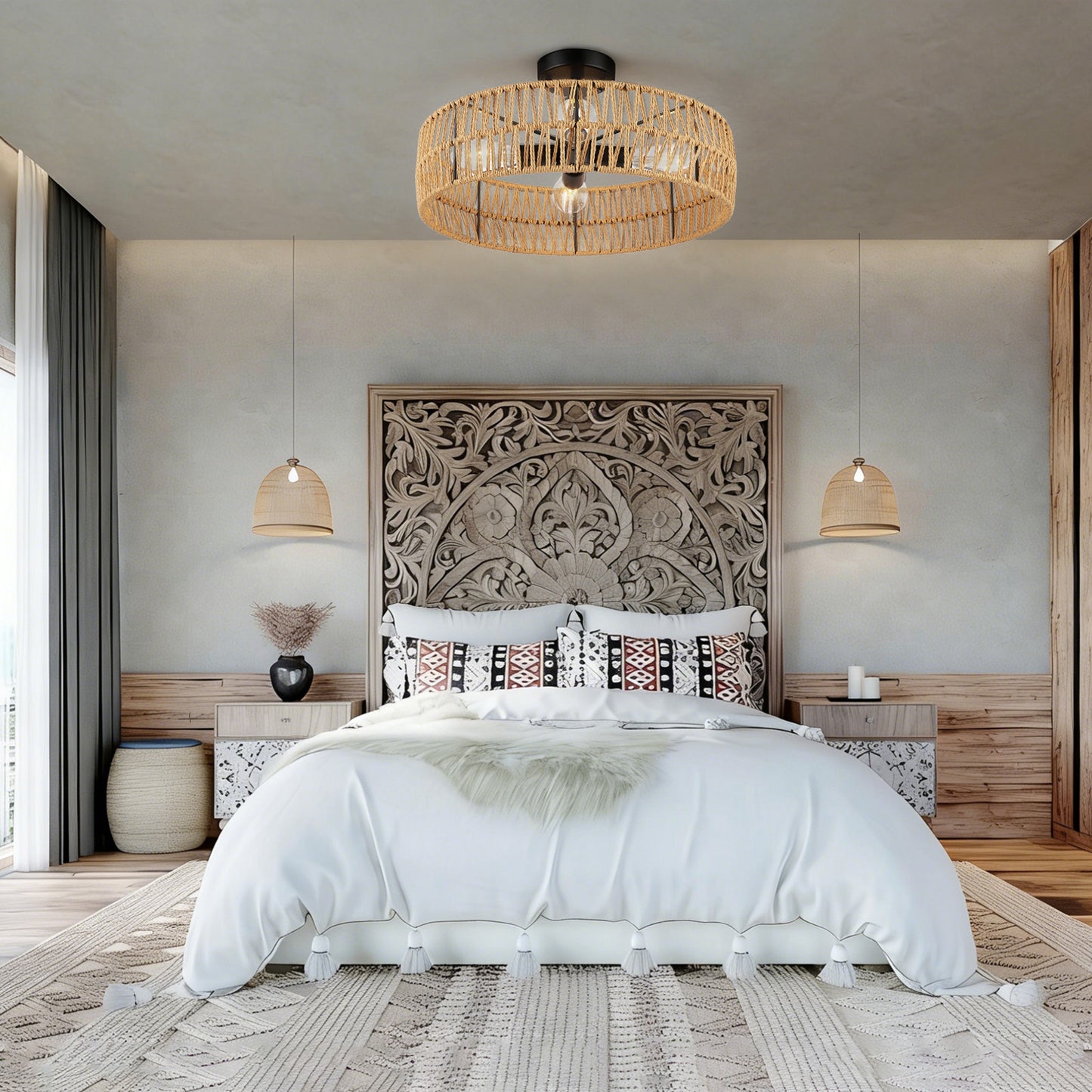 Loofcraft 20 inch Semi Flush Mount Ceiling Light