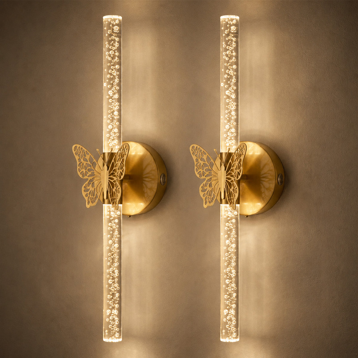 Aurelia Gold Butterfly Battery Operated Wall Sconces Set of 2