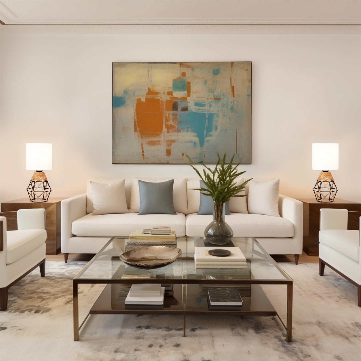 Cozyloom White Fabric Shade Lamps