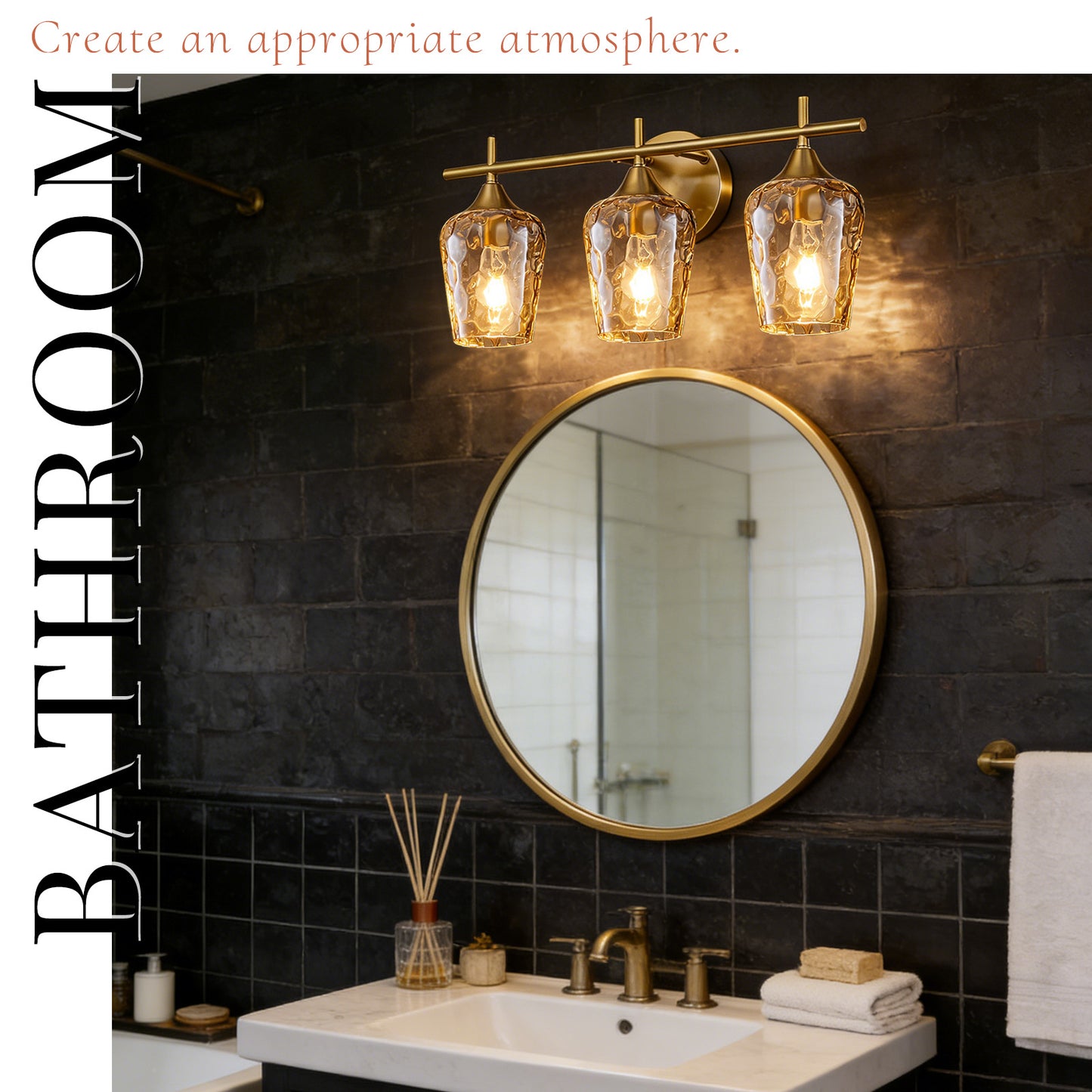 Aurelia 3-Light Brass Gold  Vanity Light