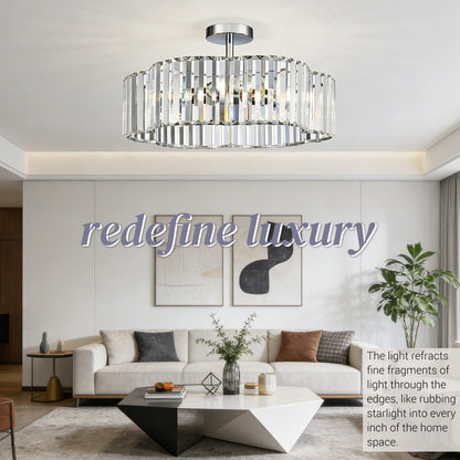 Aeris 20inch 4-Light Crystal Semi Flush Mount Ceiling Light