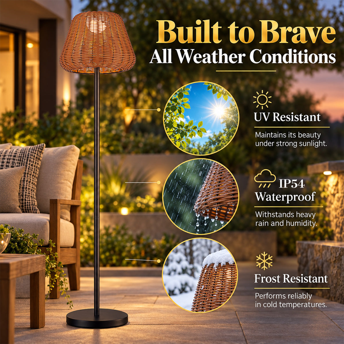 Lumora 59 Inch Solar Outdoor Floor Lamp with Portable Lantern
