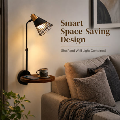 Aurelia  Cordless Wall Sconce with Shelf, Rechargeable RGB Lamp