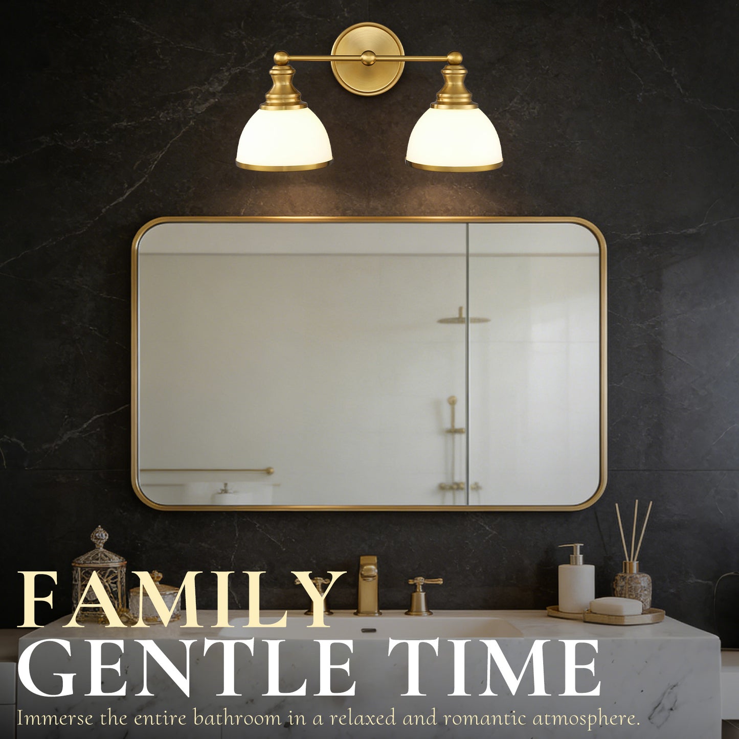 Aurelia 2-Light Gold Bathroom Vanity Light