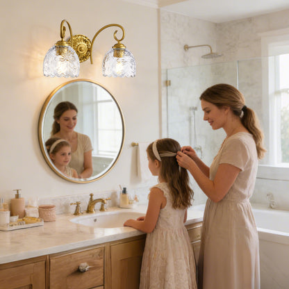 Aurelux Gold 2-Light Glass  Floral Vanity Light  Fixture