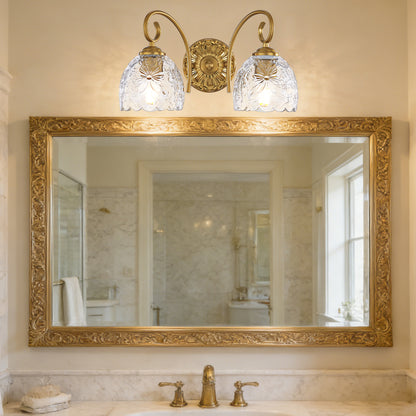 Aurelux Gold 2-Light Glass  Floral Vanity Light  Fixture
