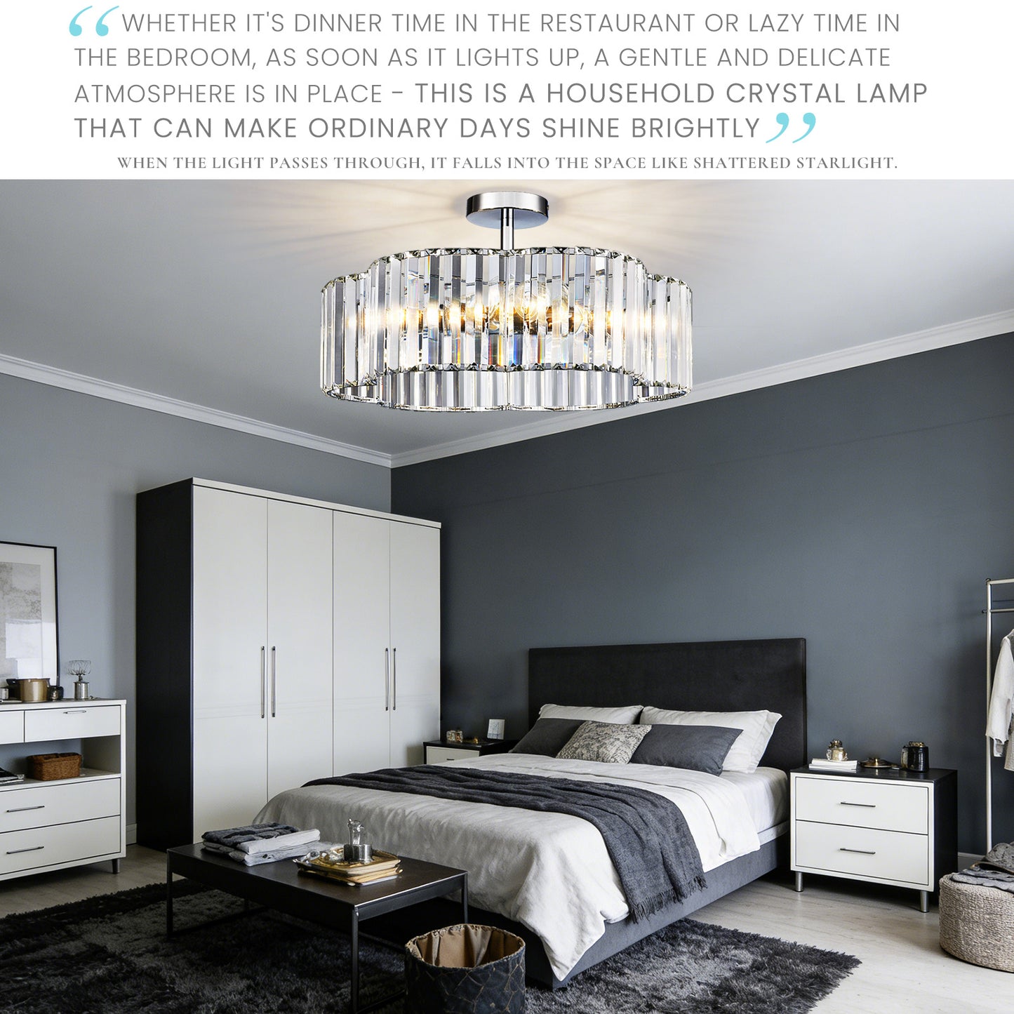 Aeris 20inch 4-Light Crystal Semi Flush Mount Ceiling Light