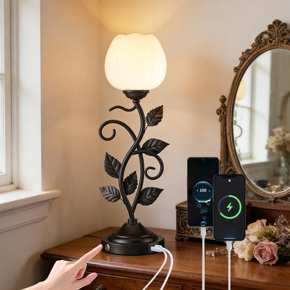 Cozyloom Black Vintage Table Lamp with USB