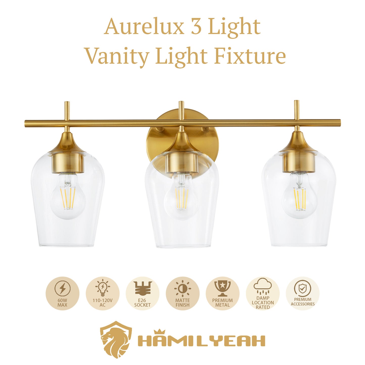 Aurelux 3 Light Vanity Light Fixture