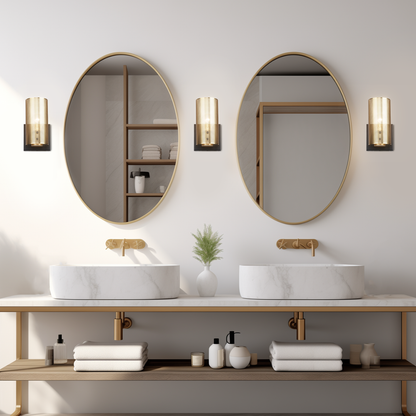 Hamilyeah Industrial Vintage Brass Gold Wall Sconces with Grid Mesh Shade Set of 2