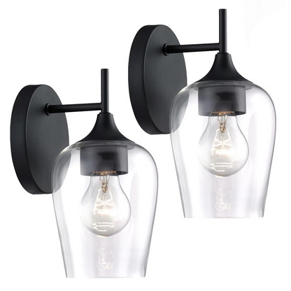 Noir Wall Sconces with Clear Champagne Glass