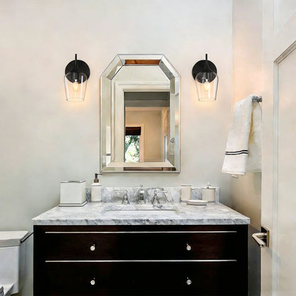 Noir Wall Sconces with Clear Champagne Glass