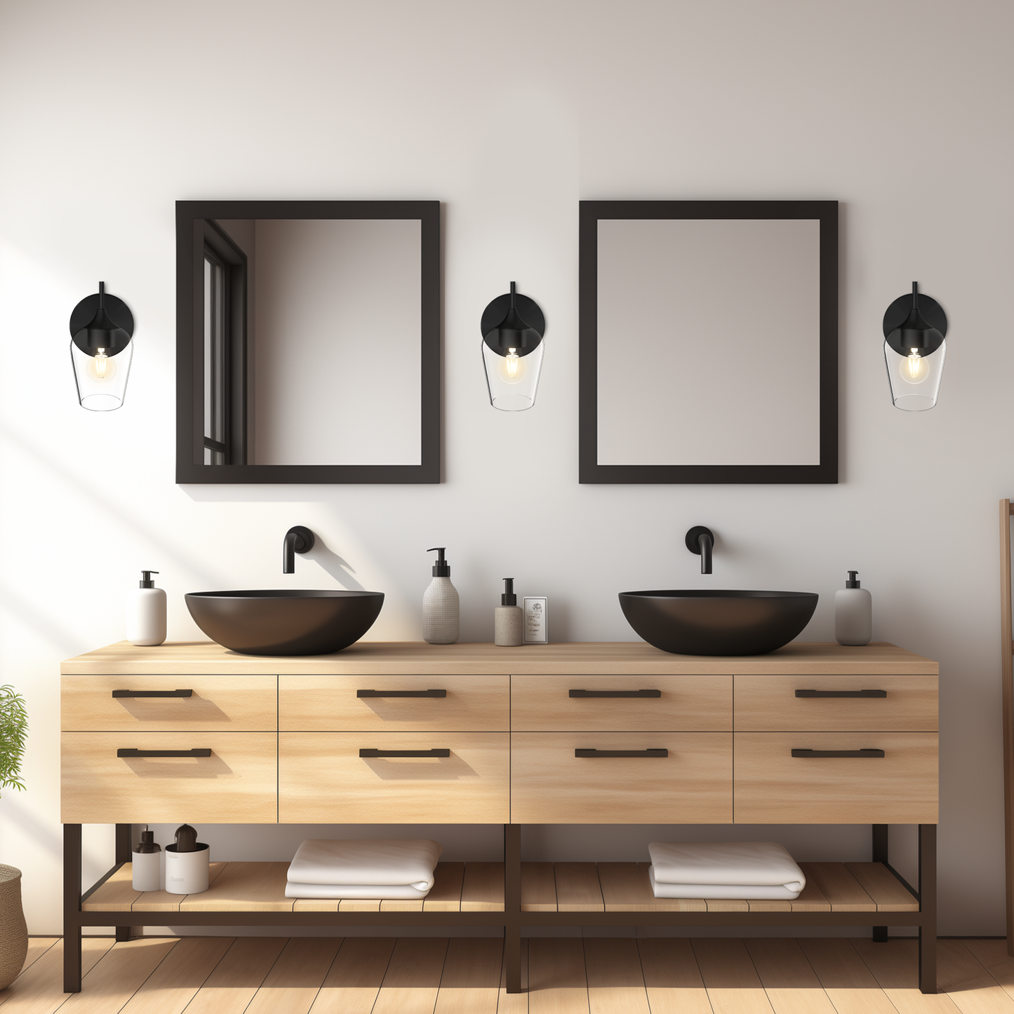 Noir Wall Sconces with Clear Champagne Glass