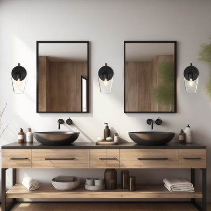 Noir Wall Sconces with Clear Champagne Glass