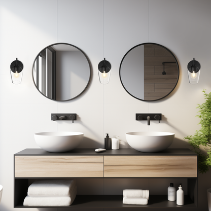 Noir Wall Sconces with Clear Champagne Glass