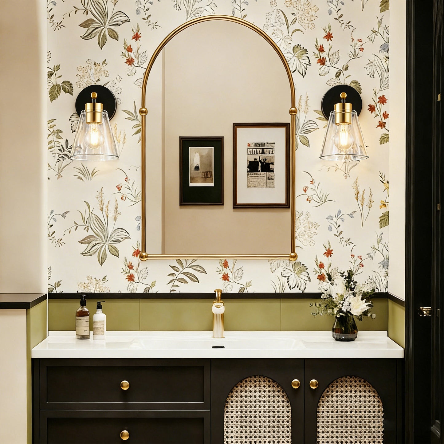 Noir Wall Sconce With Trangle Glass Shade