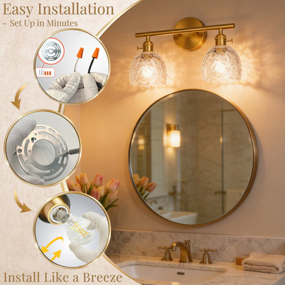 Aurelia 2-Light Floral Glass Vanity Light