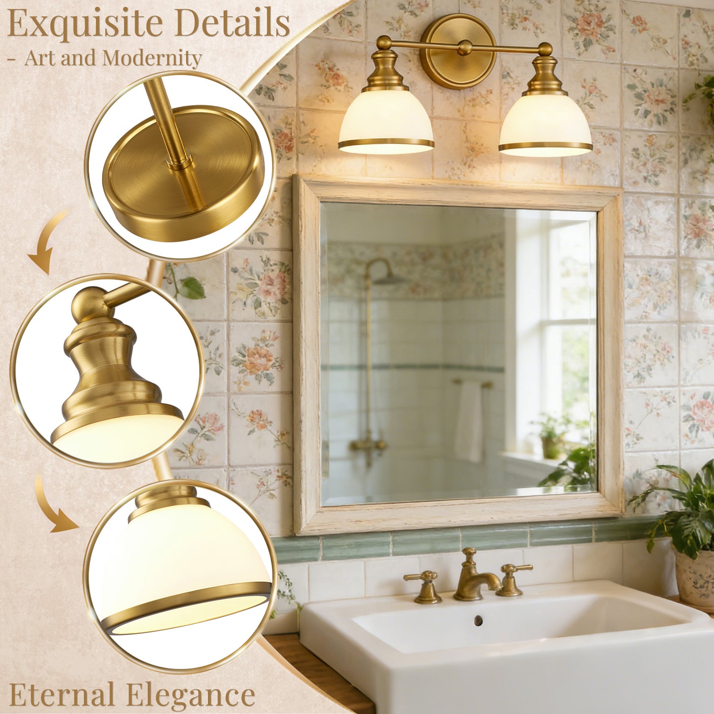 Aurelia 2-Light Gold Bathroom Vanity Light