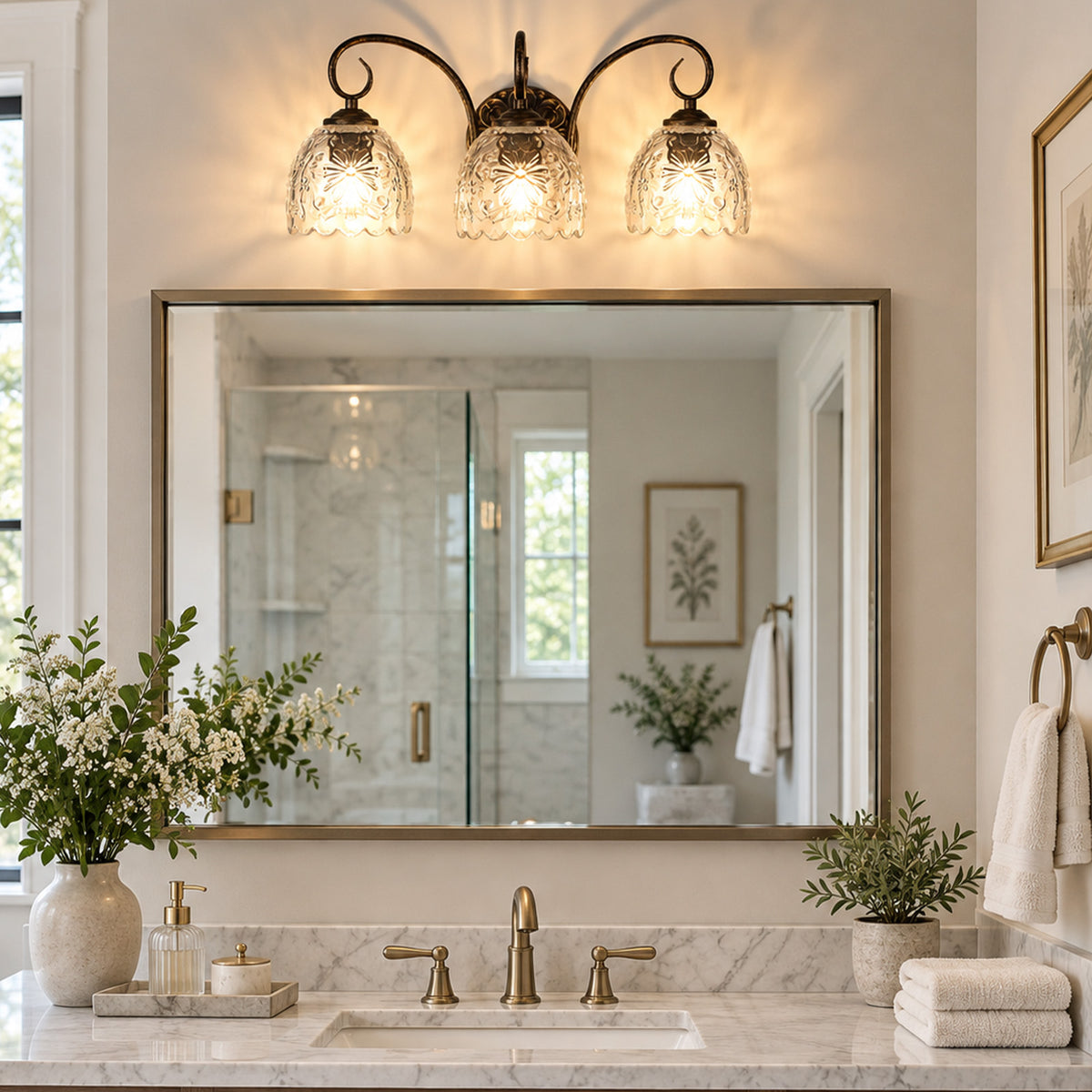Aurelia 18.3-Inch Vintage Black 3-Light Bathroom Vanity Light