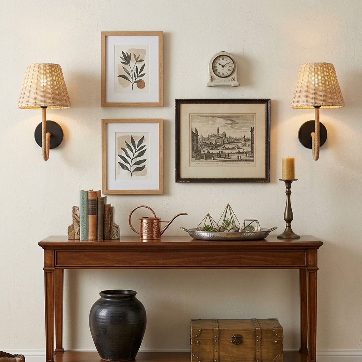 Aurelia Woven Rattan Battery Wall Sconces Set of 2