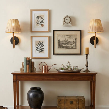 Aurelia Woven Rattan Battery Wall Sconces Set of 2