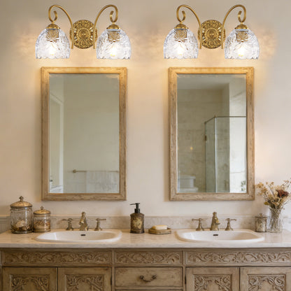 Aurelux Gold 2-Light Glass  Floral Vanity Light  Fixture