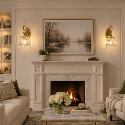 Aurelia Vintage Gold Crystal Wall Sconces Set of 2