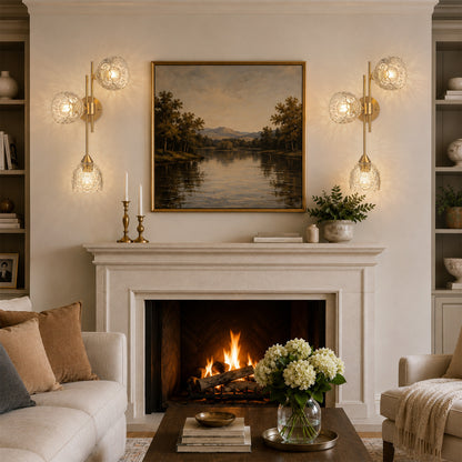 Aurelia 3-Light Gold Wall Sconce with Floral Glass Shades