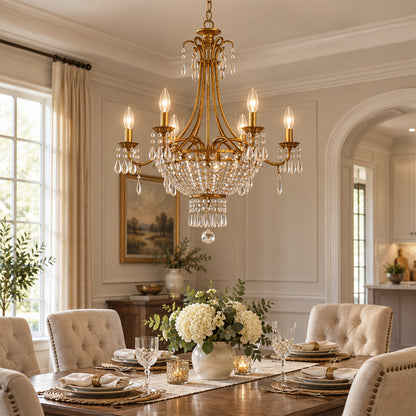 Aetheria 24.6-Inch Gold Crystal 6-Light Chandelier