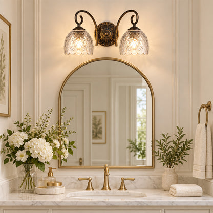 Aurelia 13-Inch Vintage Black 2-Light Bathroom Vanity Light