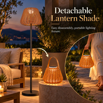 Lumora 59 Inch Solar Outdoor Floor Lamp with Portable Lantern