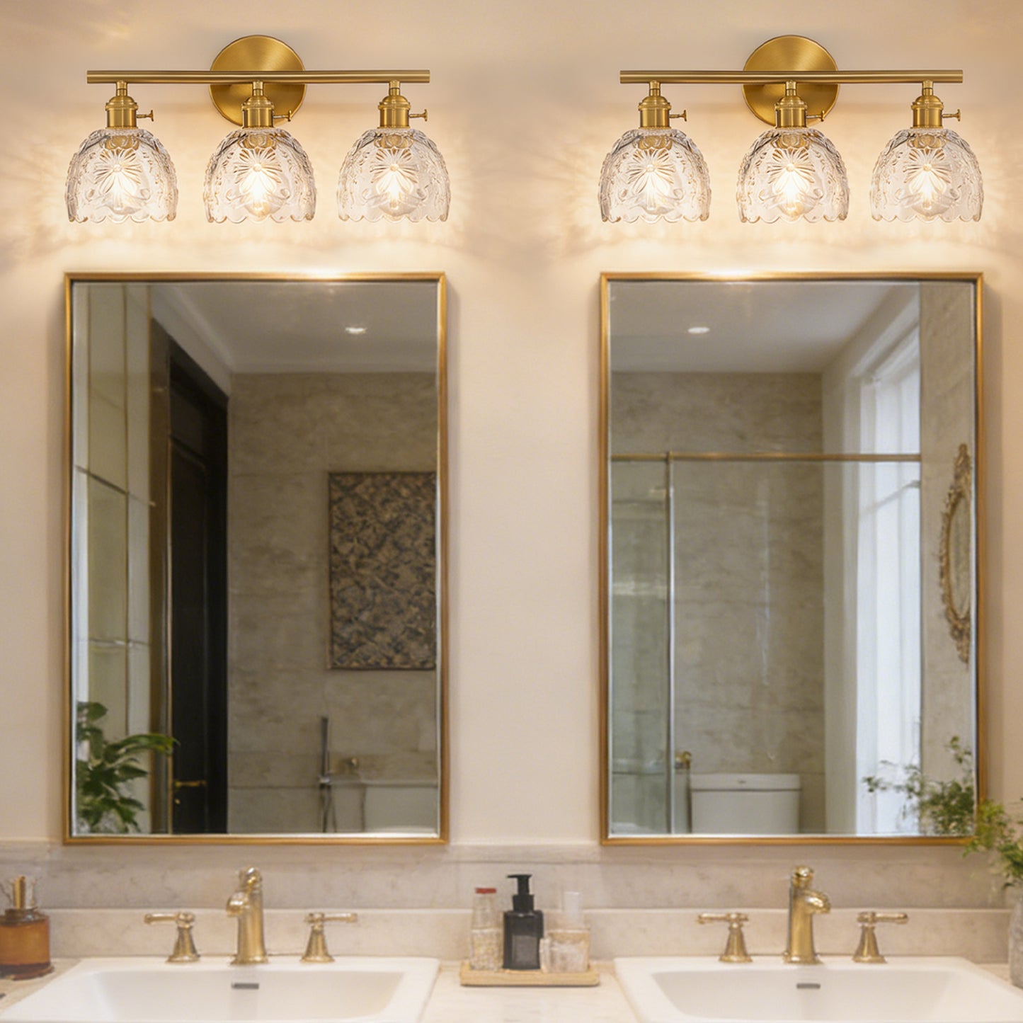 Aurelia 3-Light Floral Glass Vanity Light