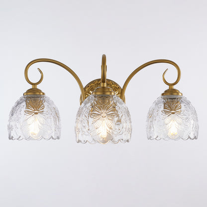 Aurelux Gold 3-Light Glass Floral Vanity Light  Fixture